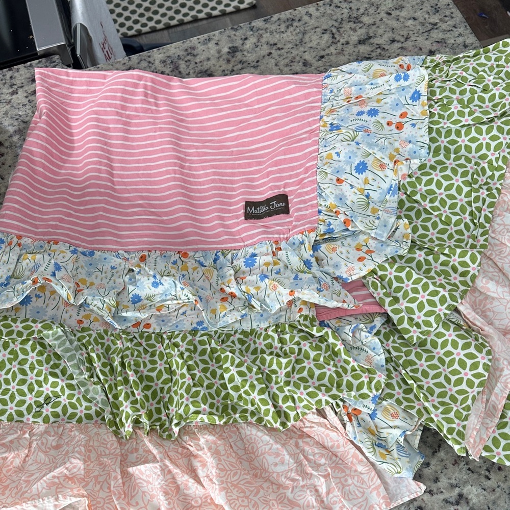 Matilda Jane Pink and Green Floral Ruffled Throw